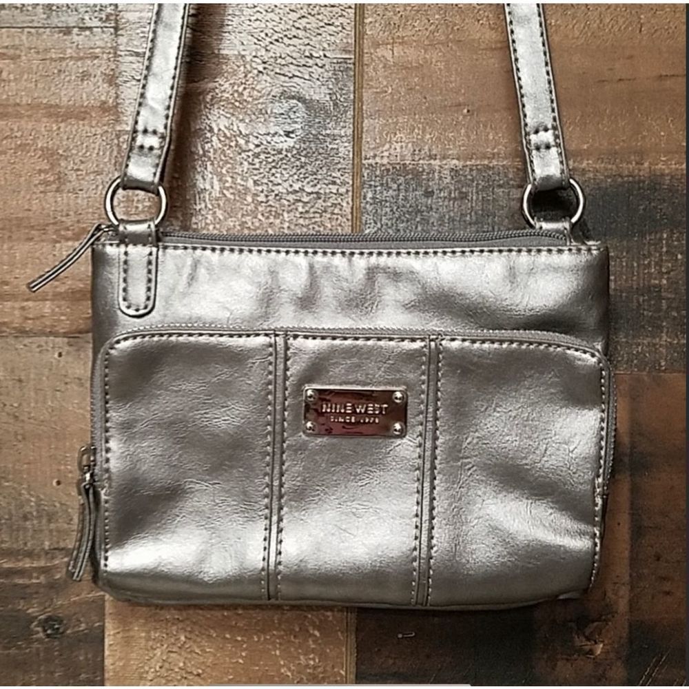 Small gunmetal crossbody bag